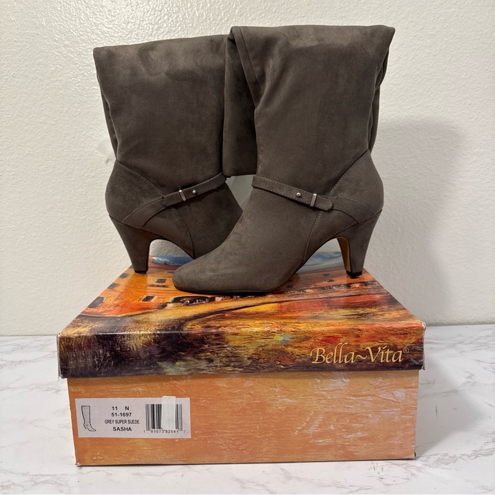 Bella Vita Sasha Gray Faux Suede Knee Boots/NWB, Sz. 11N